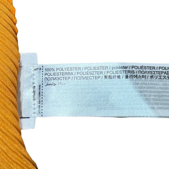 Mango MNG Striped Retro Pleated Scarf Orange Red Blue Neck Geometric Mod Casual - Picture 6 of 6